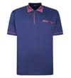 Thumbnail Front view of midnight blue polo with patterned trim.